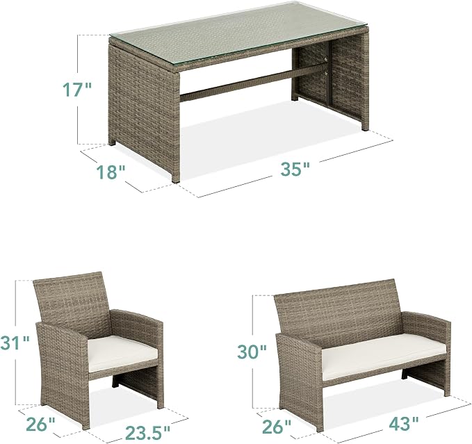 Best Choice Products 4-Piece Outdoor Wicker Patio Conversation Furniture Set - Image 7