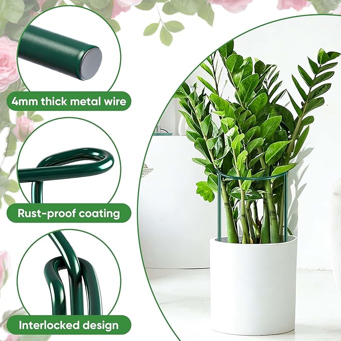 16 Pack 32 or 16 inch Adjustable Plant Support Stakes, Heavy-Duty Half Round - Image 4