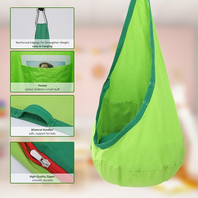 YAERSI Kids Pod Swing Seat, Cotton Hammock Chair - Image 2