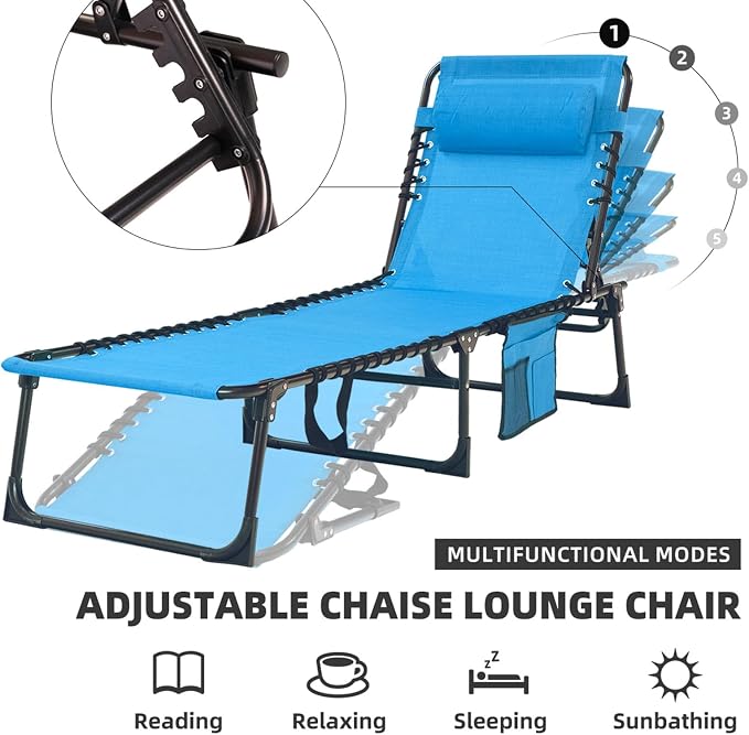 Folding Chaise Lounge Chair Bed - Image 8