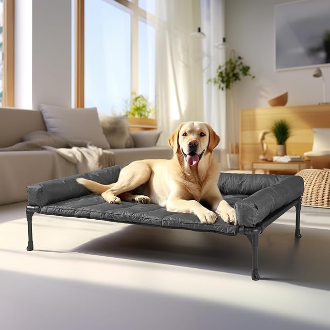 Veehoo Cooling Elevated Dog Bed Add Removable Waterproof Bolster Cushion Mat by Veehoo