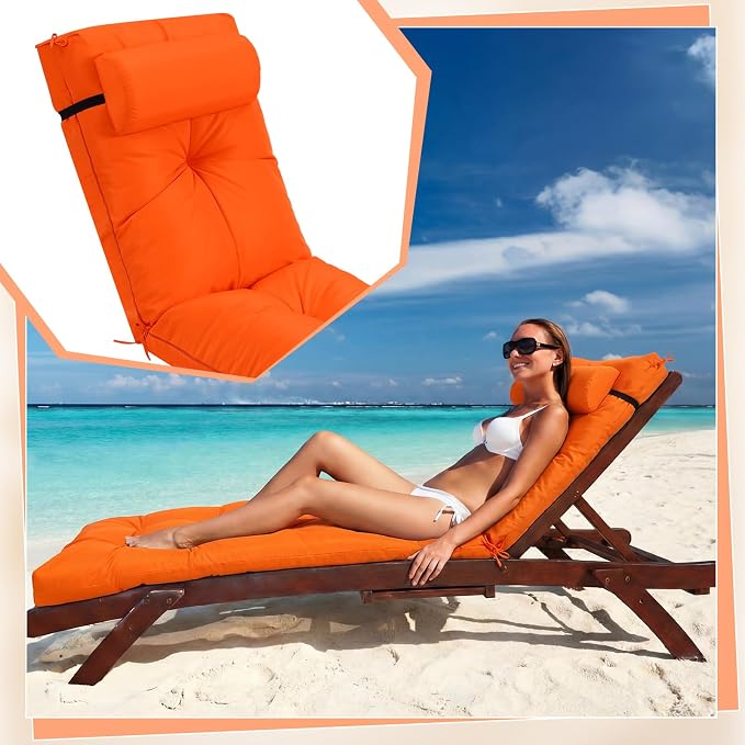 Wenqik Set of 2 Outdoor Chaise Lounge Cushions 76 x 22 x 6 Inch Waterproof - Image 4
