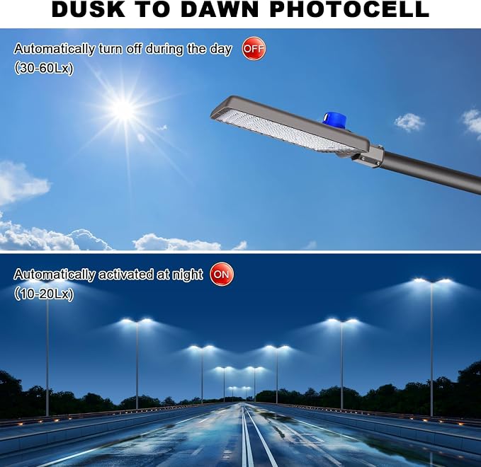 Juyace 480W LED Parking Lot Light, Slip Fitter Mount, 72000LM Shoebox Flood - Image 3