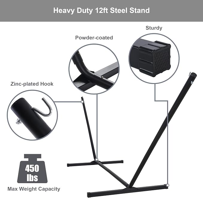 Double Hammock with Stand, Quick Dry Hammock with 12FT Stand - Image 8