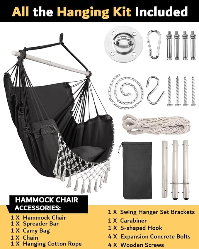 MIZTLI Hammock Chair Hanging Chair Swing Chair XXL Large Macrame Swing Indoor - Image 6
