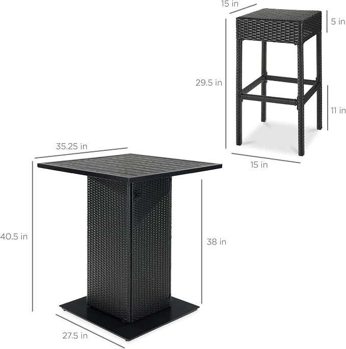 Best Choice Products 5-Piece Outdoor Wicker Bar Table Set - Image 7