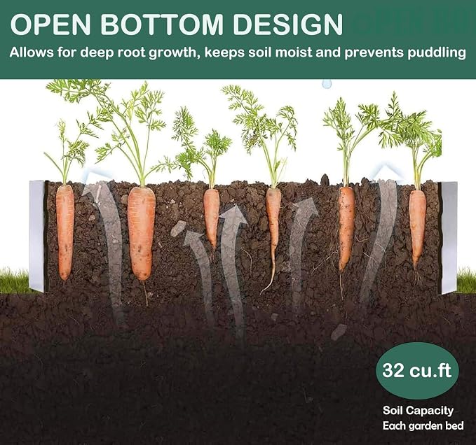 Galvanized Steel Garden Bed 3-Pack, Outdoor Metal Garden Kit - Image 5