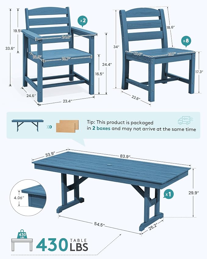 SERWALL 11 Piece Outdoor Dining Set - Image 2