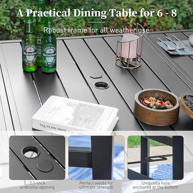 9 Pieces Patio Dining Set, 8 x Woven Rattan Chairs - Image 8