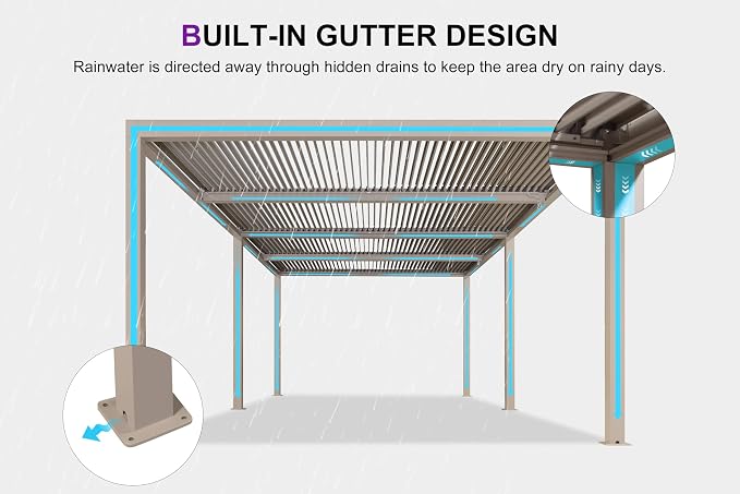 PURPLE LEAF Louvered Pergola 12' × 24', Aluminum Outdoor Hardtop Pergola - Image 4