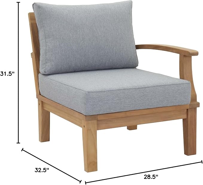 Modway Marina Premium Grade A Teak Wood Outdoor Patio Right-Facing Sofa in - Image 2