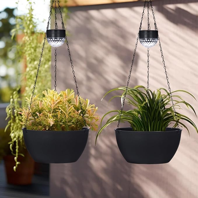 BAYN 2 Packs Solar Hanging Basket Planters - Image 7
