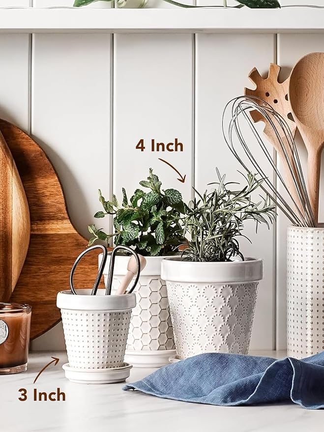 LE TAUCI Ceramic Succulent Pots, 4 Inch Small Plant Pot - Image 2