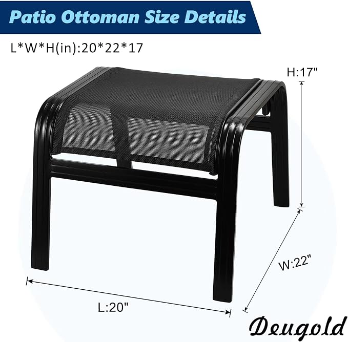 Patio Outdoor Ottoman Assembled Aluminum Footstools Small Seat Side Table - Image 3