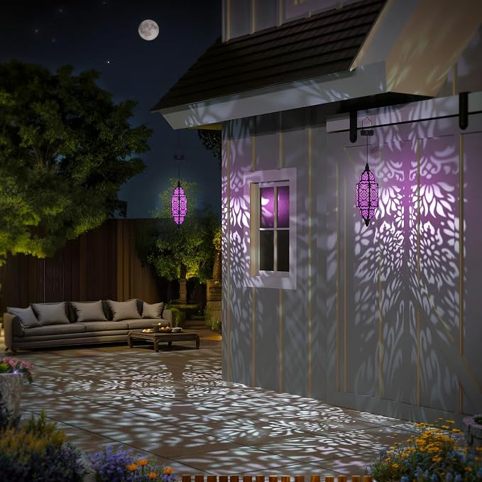 Twinkya 2 Pack Hanging Solar Lights Outdoor Garden Decorative Solar Lantern - Image 5