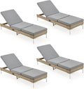 HOMREST Outdoor Chaise Lounge Chair Set of 4, Patio Wicker Lounge Chairs by HOMREST