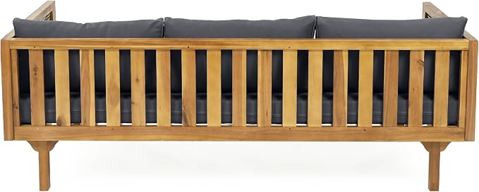 Merax 67.5" Outdoor Patio Daybed 3 Seater Sofa Bed, Acacia Wood Frame - Image 7