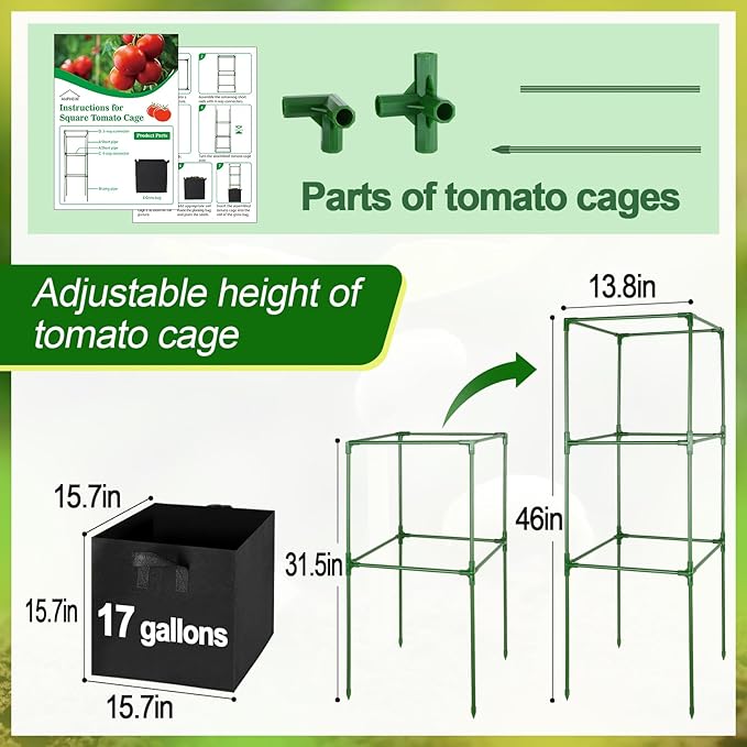 ANPHSIN Tomato Cages with 17 Gallon Grow Bags - Image 5