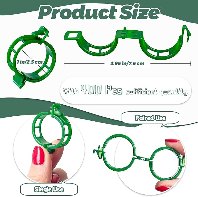 OJYUDD 400 Pcs Tomato Clips, Plastic Vine Clips, Plant Support Clips - Image 2