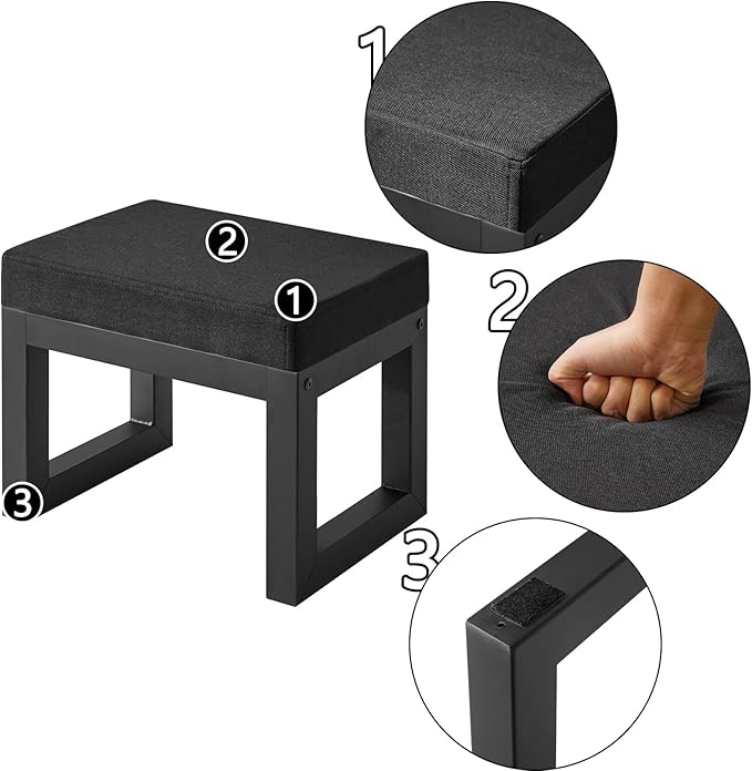 IBUYKE 16 Inch Small Foot Stool Ottoman, Rectangle Linen Foot Rest - Image 5