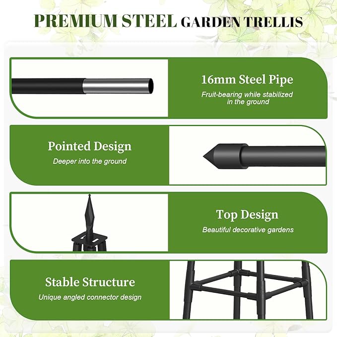 5.2 FT Obelisk Trellis for Climbing Plants, Garden Trellis - Image 3