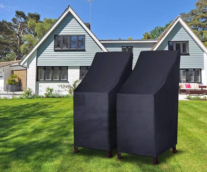 Stackable Patio Chair Covers, High Back Outdoor Chair Covers, 600D Heavy Duty - Image 6