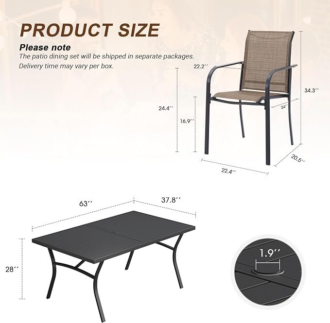 VICLLAX 7 Pieces Patio Outdoor Dining Set - Image 8