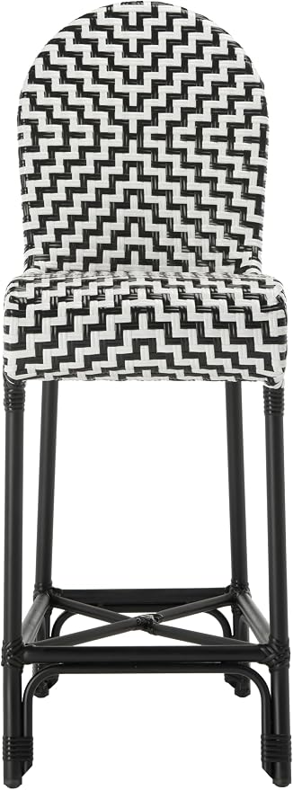 SAFAVIEH Outdoor Collection Tilden Black and White Indoor/Outdoor Bar Stool by SAFAVIEH