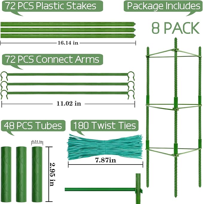 Halatool 8 Pack Tomato Cages for Garden, Garden Stakes Tomato Trellis for Pots - Image 2