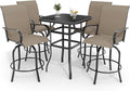 5 PCS Outdoor Bar Set with Outdoor Bistro Table and Chairs Set of 4, Bar Height by LuyFuitre