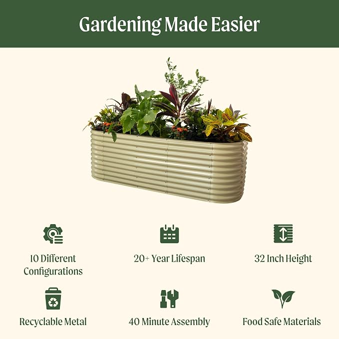 32" Extra Tall Raised Garden Bed Kits, 2.5 x 9.5 x 2.7ft Deep Root 10 in 1 - Image 2