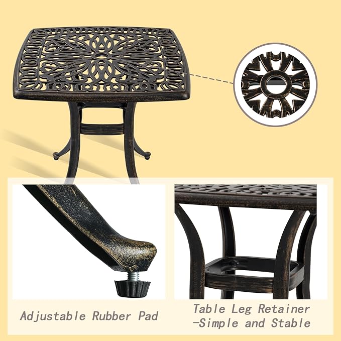 Outdoor Cast Aluminum Side Table End Table - Image 4