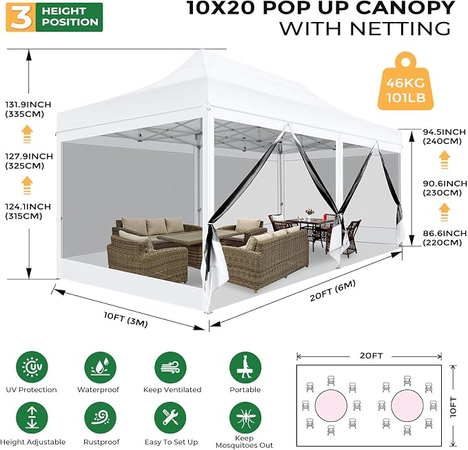 COBIZI 10x20 Heavy Duty Pop Up Canopy - Image 2