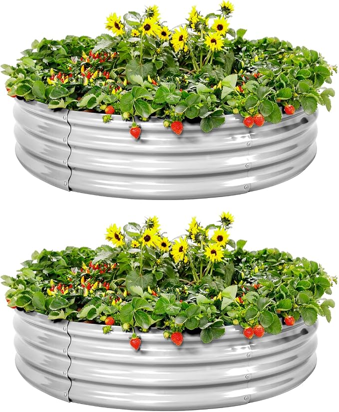 Land Guard 2 Pack 2×2×1ft Galvanized Raised Garden Bed, Planter Raised Garden by LandGuard