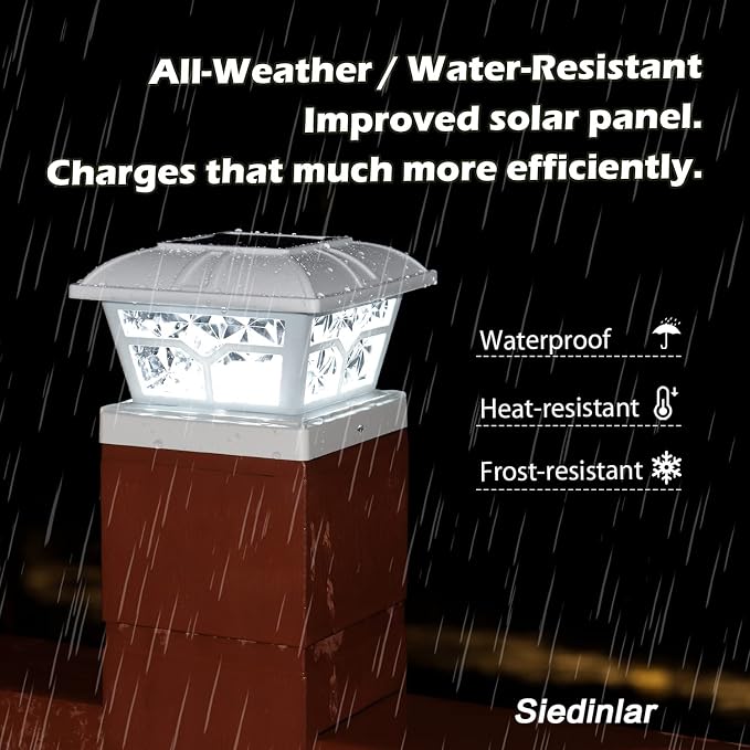 SIEDiNLAR Solar Post Cap Lights Outdoor 2 Color Modes 8 LEDs - Image 6