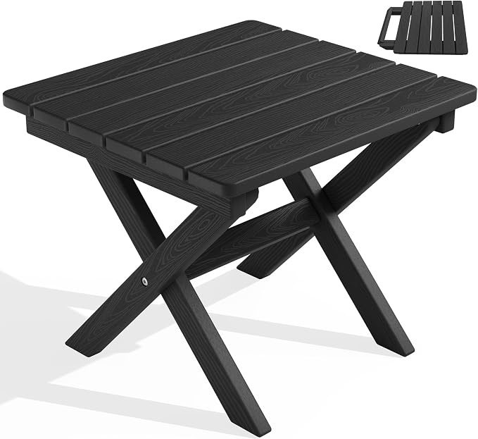 SERWALL Portable Folding Adirondack Table, HDPE Material Outdoor End Table by SERWALL