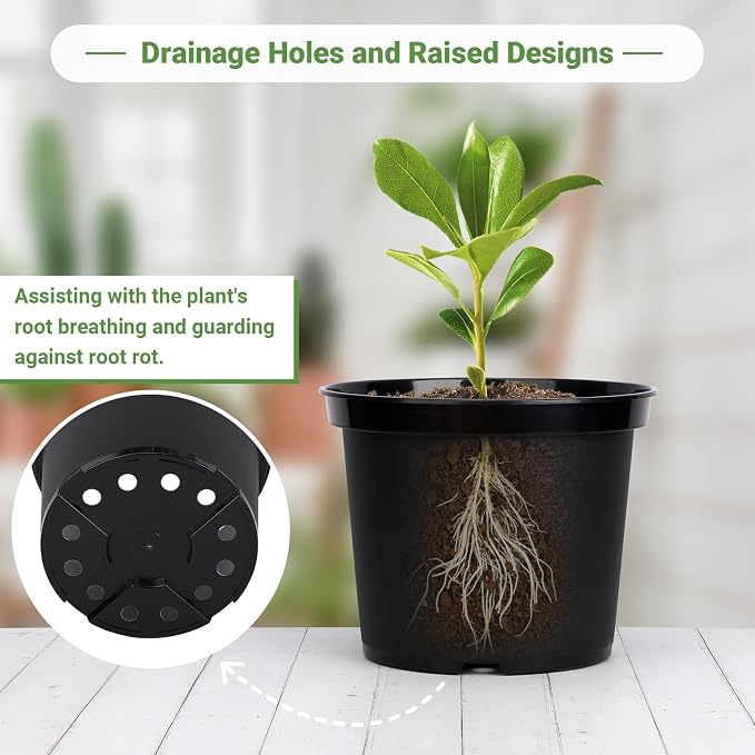 GREANER Plant Nursery Pots, 10 Inch Round Sturdy Garden Pots - Image 4
