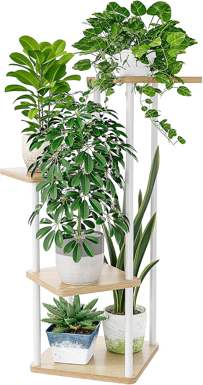 Bamworld Small Plant Stand Indoor 4 Tier Metal Plant Shelf by Bamworld