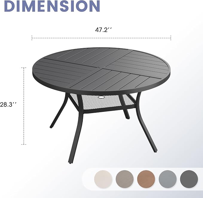 VICLLAX 47.2" Round Outdoor Table, Patio Dining Table - Image 3