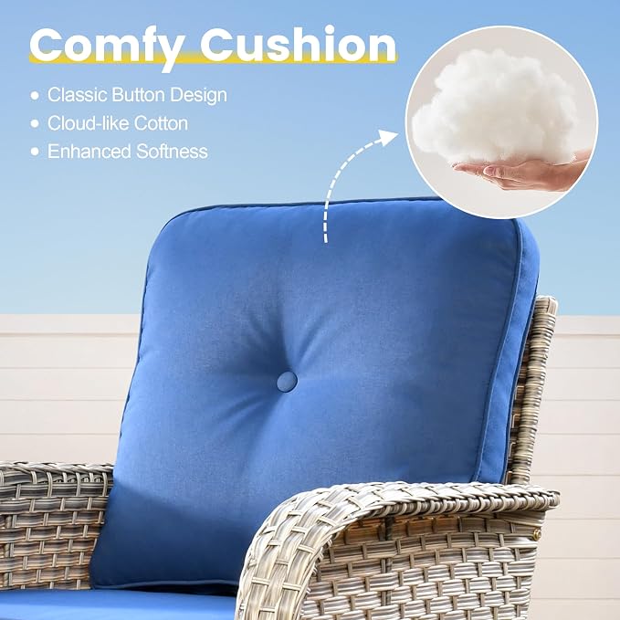 Outdoor Sectional Patio Furniture Set, 8 Pieces Wicker Conversation Sets L - Image 8