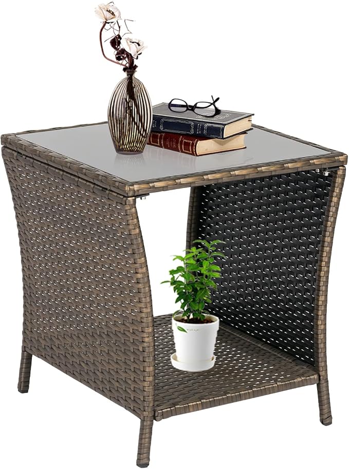 Kinfant Rattan Patio Side Table - Image 7