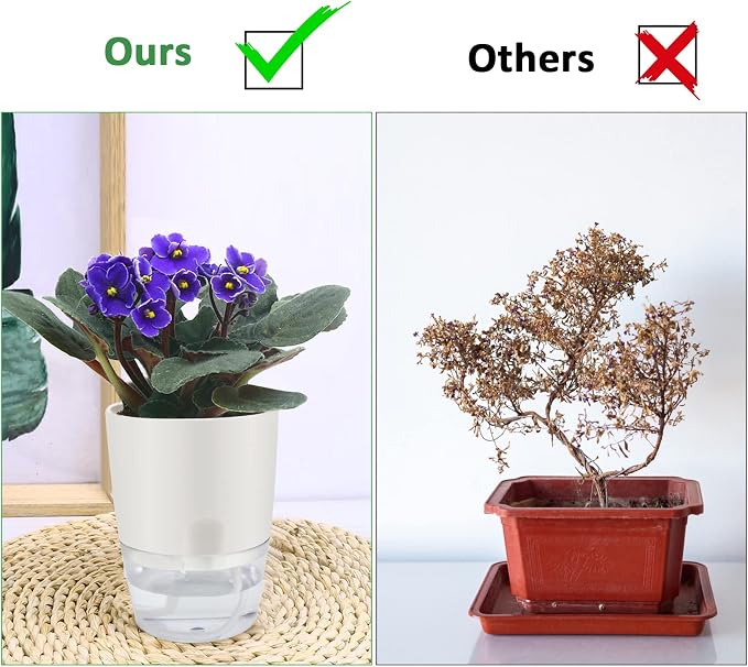ShineMe Self Watering Pots, 5 Pack Self Watering Planters - Image 6