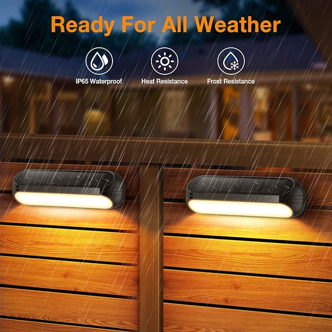 Solar Outdoor Lights for Deck 4 Pack, Upgraded RGB Solar Fence Lights - Image 5