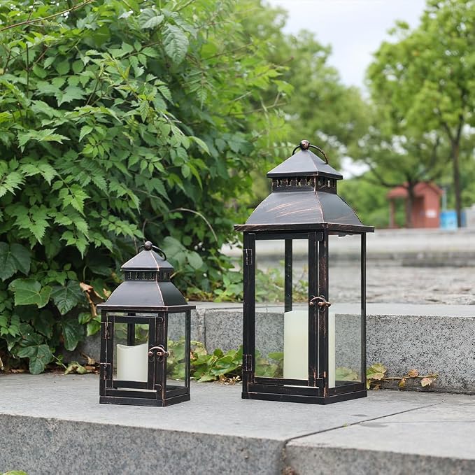 NEEDOMO Bronze Metal Lanterns Decorative Outdoor & Indoor, Candle Holder - Image 4