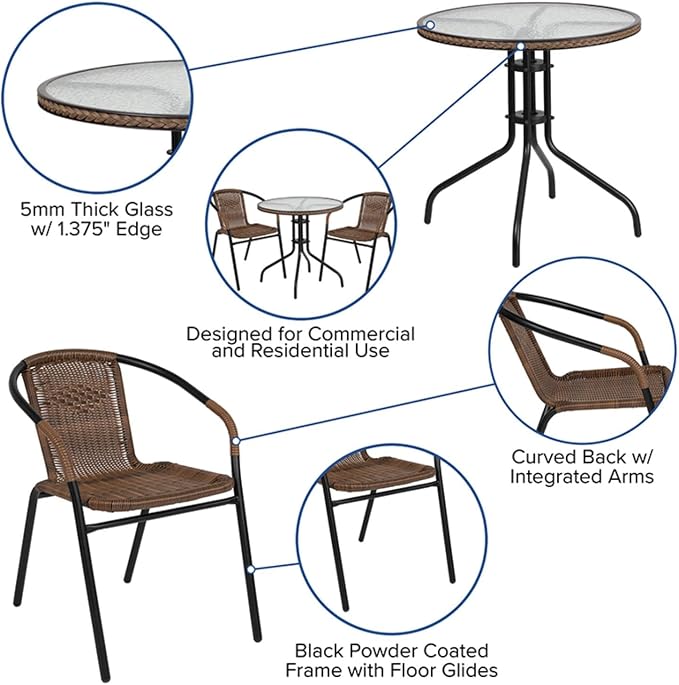 Flash Furniture Lila 28'' Round Glass Metal Table - Image 7