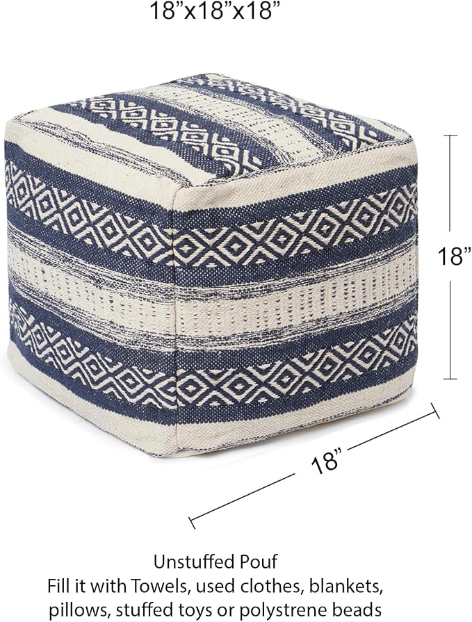 REDEARTH · UNSTUFFED Pouf Ottoman Cover Textured Cube Bean Bag Poof Pouffe - Image 3