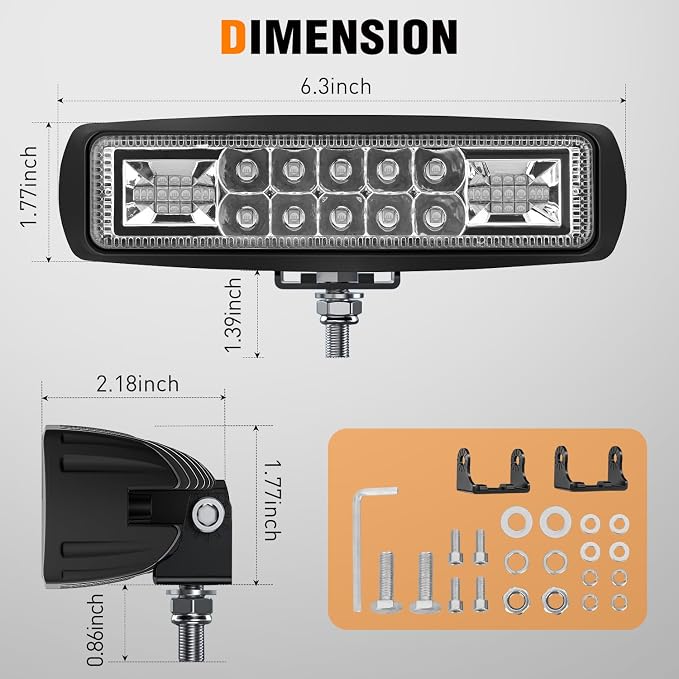 Nilight 6 Inch Blue LED Light Pods 2 PCS 60W Flood Spot Combo Beam Off Road - Image 2