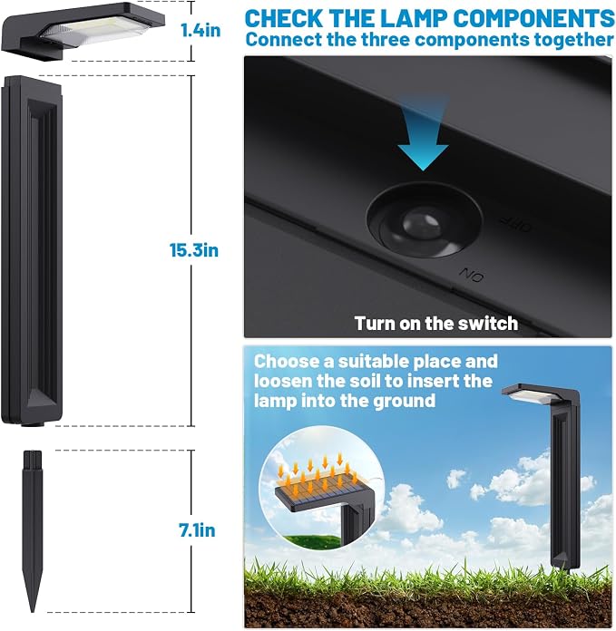Sunvivo Solar Path Lights, 2 Modes, Bright Solar Path Light Outdoor Waterproof - Image 7