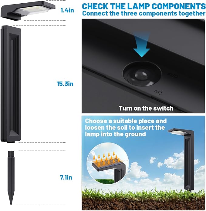 Sunvivo Solar Pathway Lights, 2 Modes, Bright Solar Path Lights Outdoor - Image 6