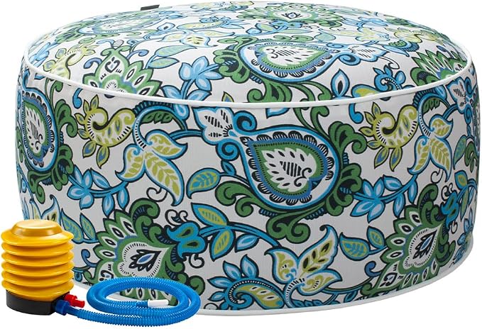 Magpie Fabrics Indoor/Outdoor Inflatable Stool Ottoman Pouf, Water Repellent by Magpie+Fabrics